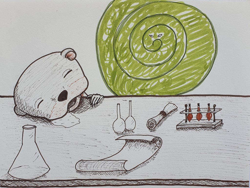 Jour 4 : PORTAIL Un beau jour ensoleillé, mais pas caniculaire, un portail s'ouvrit dans le laboratoire de la loutre. Cette dernière, qui se reposait les yeux, juste un peu, eut l'impression que son cœur allait jaillir de sa poitrine.