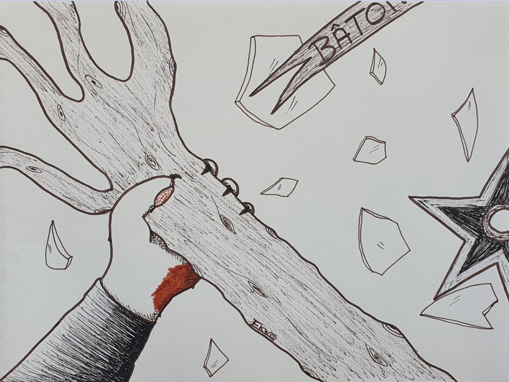 Jour 6 : BÂTON Le fieffé coquin s'empara de l'un des artefacts les plus puissants du laboratoire : le bâton du chaos, qui sème l'entropie autour de lui selon son humeur.