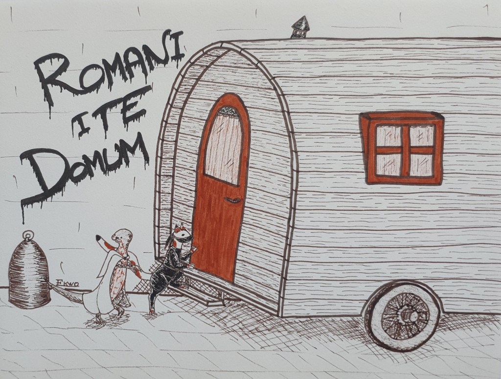 Jour 17 : CARAVANE Afin d'échapper à la hache du nain irascible, les deux animaux se cachèrent dans une caravane garée là pour les festivités en l'honneur du saint brasseur.